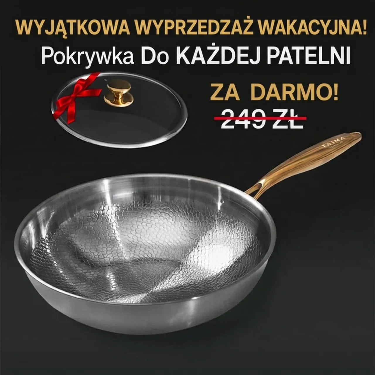 Titano® Patelnia Wok z Czystego Tytanu