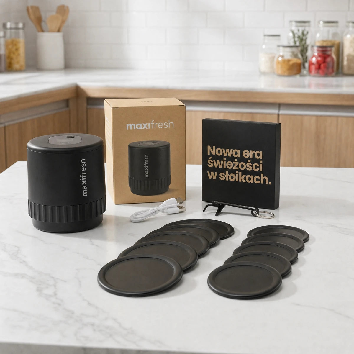 Urządzenie Maxifresh, adapter, wieczka i akcesoria