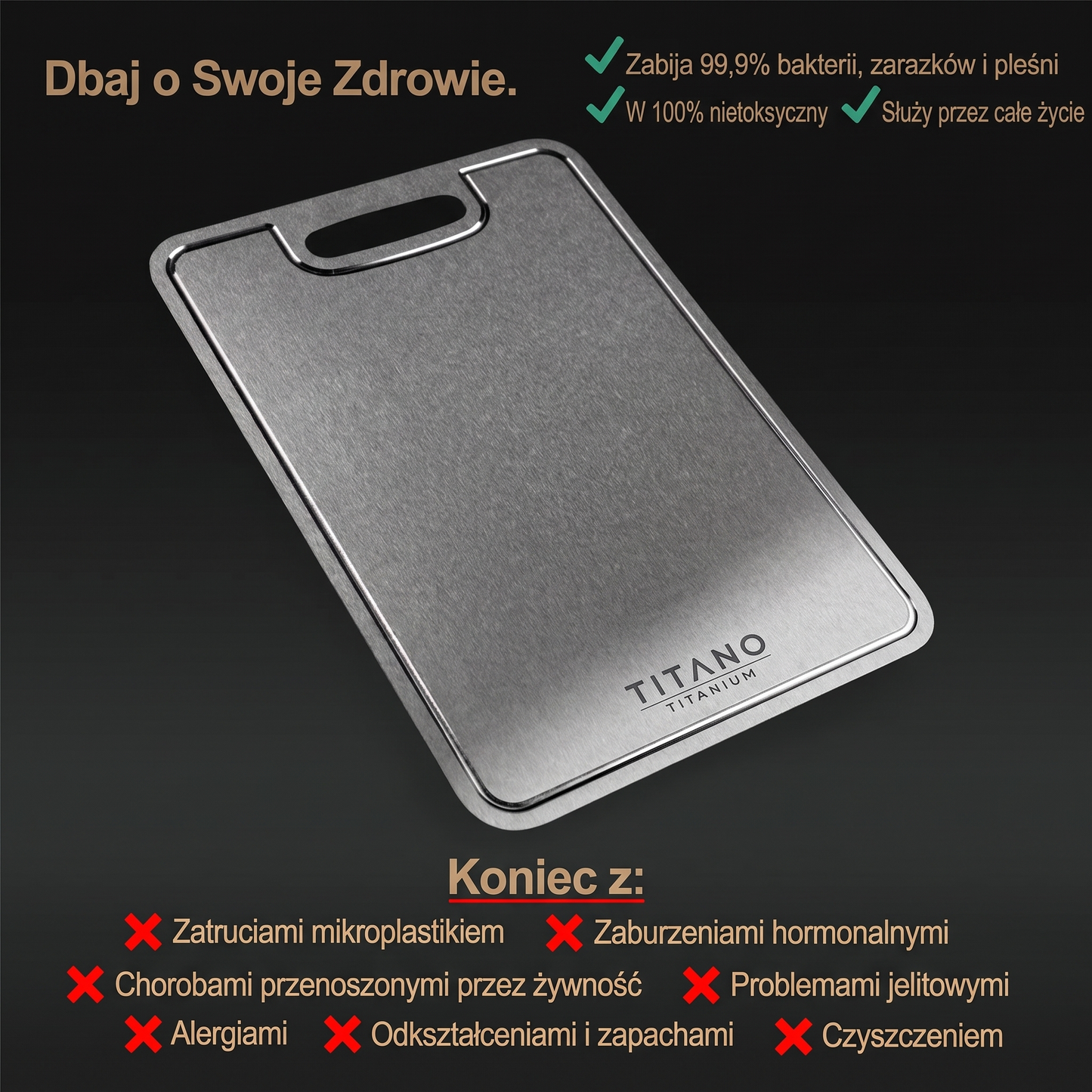 Titano® Deska do Krojenia z Czystego Tytanu